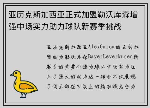 亚历克斯加西亚正式加盟勒沃库森增强中场实力助力球队新赛季挑战